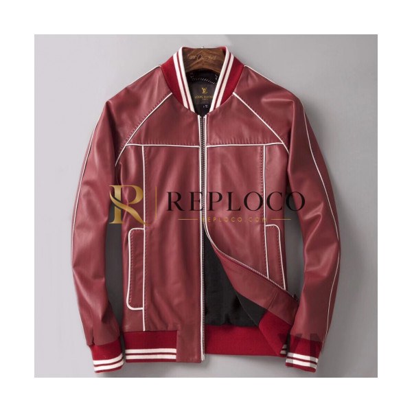 ✨Louis vuitton 2019 Mens Logo Leather Jacket - 루이비통 2019 남성 로고 가죽 자켓 Lou01376x.Size(l - 4xl).레드