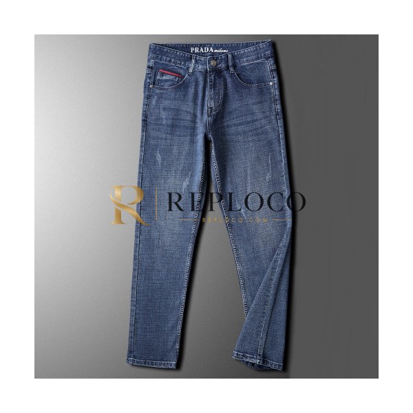 ✨Prada 2019 Mens Classic Logo Denim Pants - 프라다 2019 남성 클래식 로고 데님 팬츠 Pra0764x.Size(29 - 38).블루
