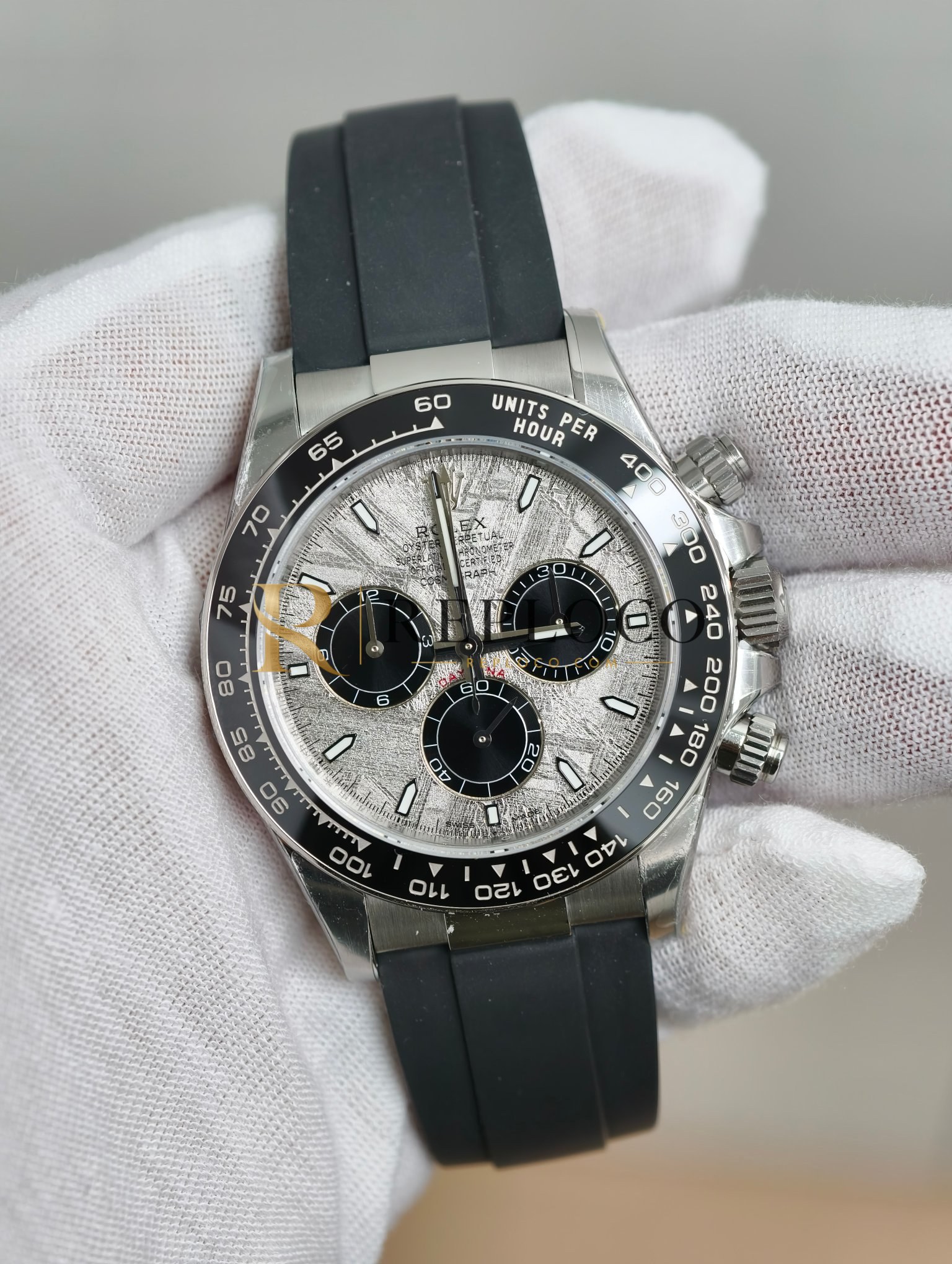 VS 공장 롤렉스 코스모그래프 데이토나 40mm 126519LN 화이트 골드 메테오라이트 다이얼 러버 스트랩 1:1 슈퍼클론 DD4131 무브먼트