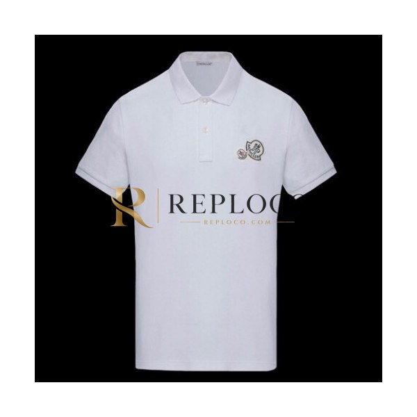 ✨Mocler 2019 Mens Polo Patch Logo Cotton Short Sleeved T-shirt - 몽클레어 남성 신상 폴로 패치 로고 반팔티 Moc0440x.Size(m - 3xl).화이트