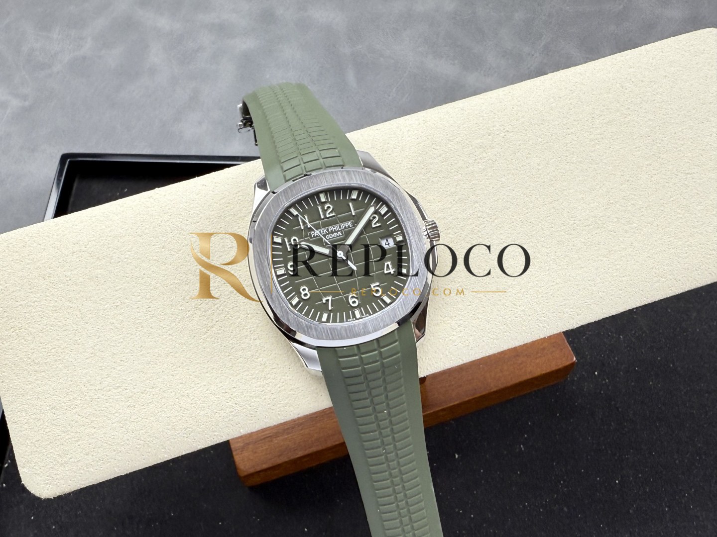Patek Philippe 아쿠아너트 5168G 42mm 스틸 DDF 1:1 베스트 에디션 그린 다이얼 그린 러버 스트랩 DD330(가중치)