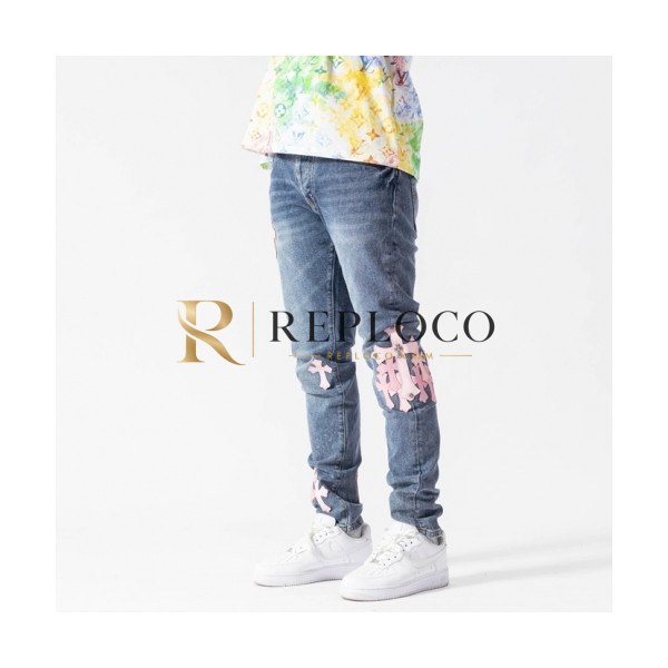 ✨Chrom Hearts Mens Casual Denim Jeans Blue - 크롬하츠 20201남성 캐쥬얼 데님 청바지 Chr0372x Size(29 - 38) 블루