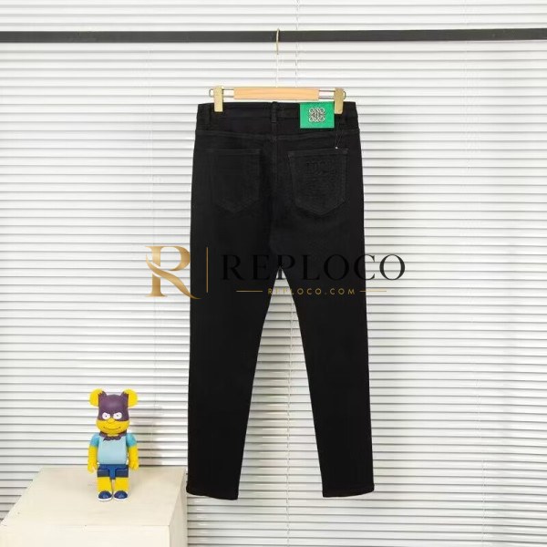 ✨Loewe 2022 Mens Logo Classic Cotton Jean - 로에베 2022 남성 로고 클래식 청바지 Loe0254x.Size(30 - 38).블랙