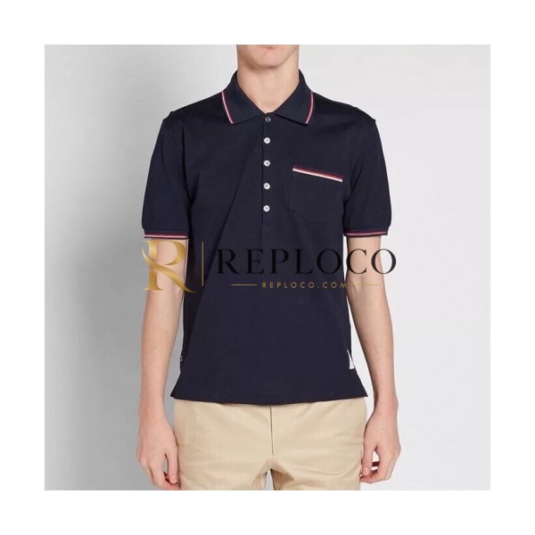 ✨[톰브라운]Thom Browne 2020 Mens Casual Cotton Short Sleeved Polo Tshirts - 톰브라운 2020 남성 로고 코튼 폴로 반팔티 Tho0675x.Size(s - 3xl).네이비
