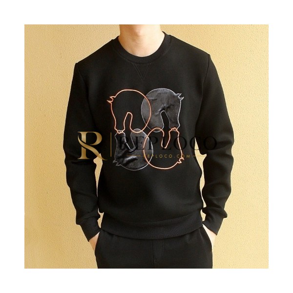 ✨[에르메스]Hermes 2020 Mens Crew-neck Casual Cotton Tshirts- 에르메스 2020 남성 크루넥 캐쥬얼 코튼 기모 긴팔티 Her0532x.Size(m - 2xl).블랙
