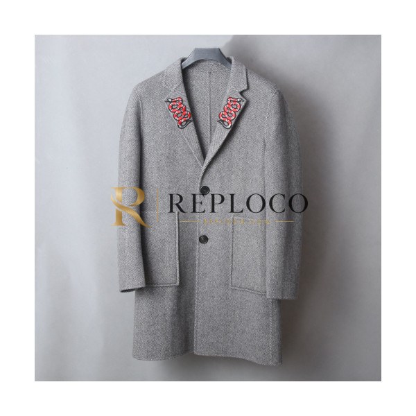 ✨Gucci 2019 Mens Patches Cashmere Coat - 구찌 2019 남성 패치 캐시미어 코트 Guc01320x.Size(m - 3xl).그레이