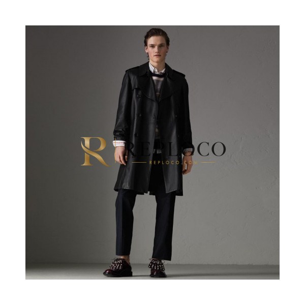 ✨[미러급] BURBERRY 2018 MENS LEATHER TRENCH COAT - 버버리 남성 레더 트렌치 코트 BUR0228 SIZE (M - 3XL)