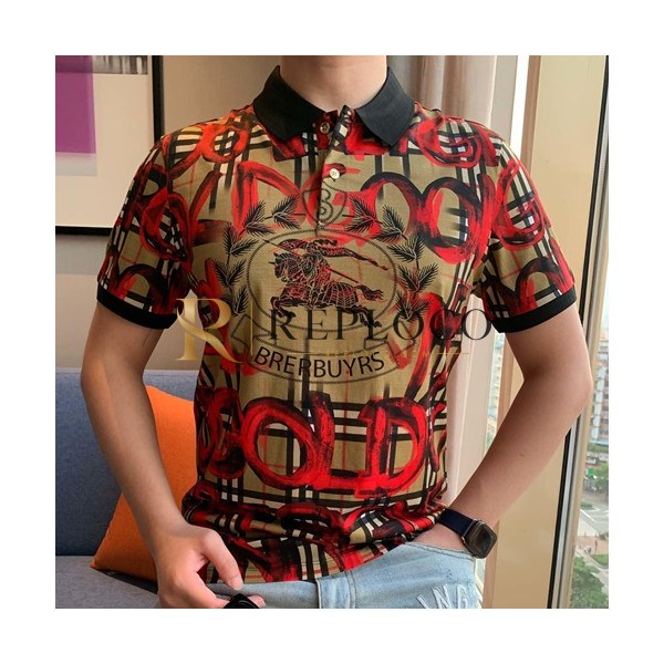 ✨Burberry 2019 Mens Logo Polo Cotton Short Sleeved Tshirt - 버버리 남성 로고 폴로 코튼 반팔티 BurPT0050.Size(m- 3xl). 카키