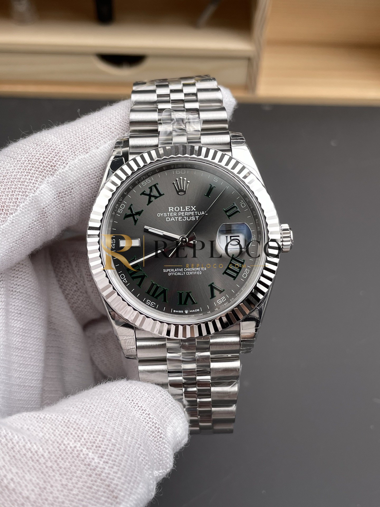 VS 공장 롤렉스 데이트저스트 41mm 126334 슬레이트 그레이 윔블던 다이얼 플루티드 베젤 주빌리 브레이슬릿 1:1 슈퍼클론 DD3235 무브먼트