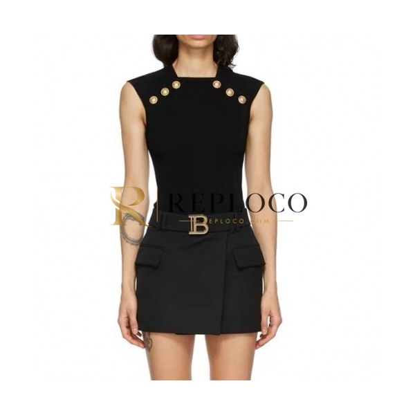 ✨Balmain Womens Sleeve-less Tshirts Black - 발망 2021 여성 니트 Bam0141x Size(s - l) 블랙