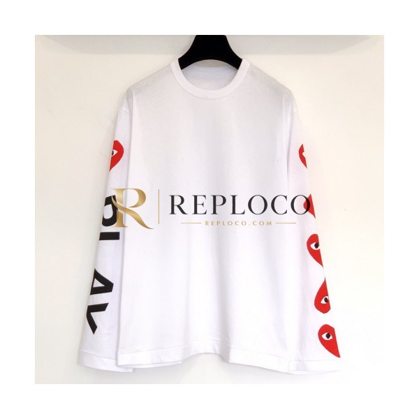 ✨Cdgplay 2019 Mens Print Heart Tshirt - 꼼데가르송 남성 프린트 하트 긴팔티 - cdg25x