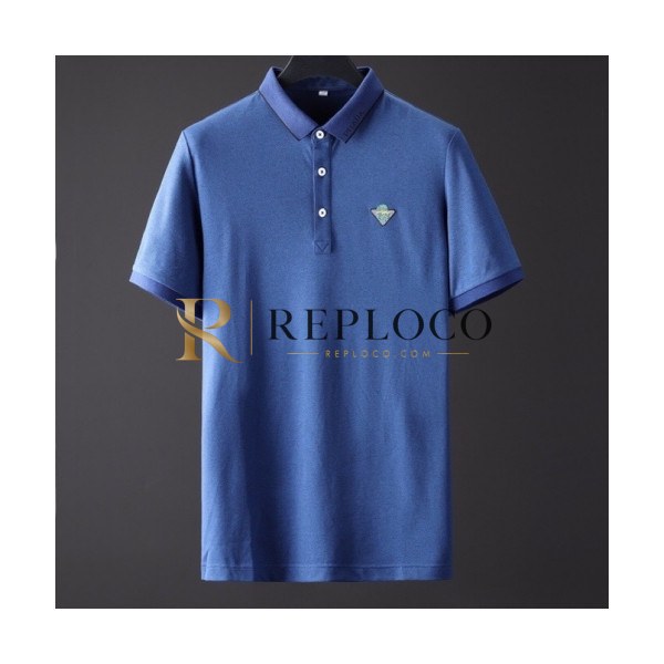 ✨[프라다]Prada 2020 Mens Basic Logo Silket Short Sleeved Polo Tshirts - 프라다 2020 남성 베이직 로고 실켓 폴로 반팔티 Pra01056x.Size(m - 3xl).블루