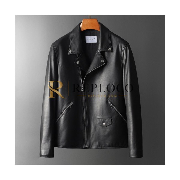 ✨Loewe 2019 Mens Causal Leather Jacket - 로에베 2019 남성 캐쥬얼 가죽 자켓 Loe0088x.Size(m - 3xl).블랙