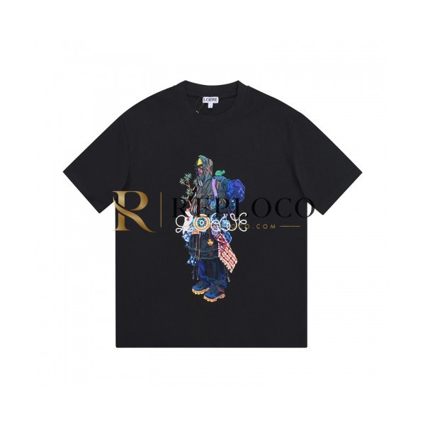✨Loewe Unisex Smile Short Sleeved Tshirts Black - 로에베 2021 남/녀 폴로 반팔티 Loe0538x Size(xs - l) 블랙