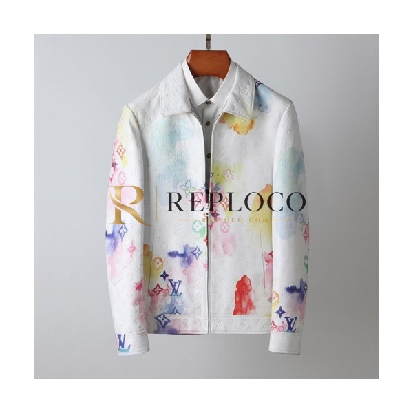 ✨Louis vuitton Mens Logo Leather Jackets White - 루이비통 2021 남성 로고 가죽 자켓 Lou03775x Size(m - 3xl) 화이트