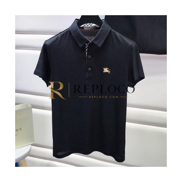 ✨Burberry 2019 Mens Embroidery Logo Polo Cotton Short Sleeved T-shirt - 버버리 남성 자수 로고 폴로 코튼 반팔티 Bur0673x.Size(m - 3xl).블랙