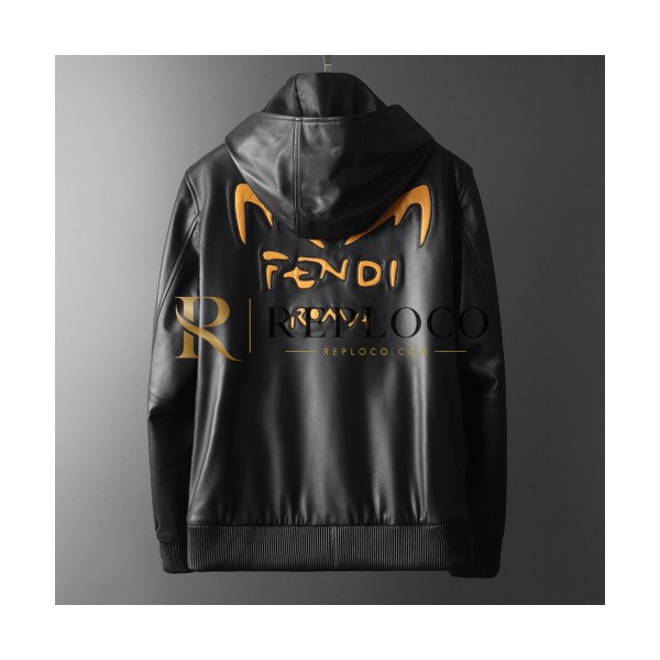 ✨Fendi 2019 Mens Casual Zip-up Leather Jacket - 펜디 2019 남성 캐쥬얼 집업 레더자켓 Fen0347x.Size(m - 3xl).블랙