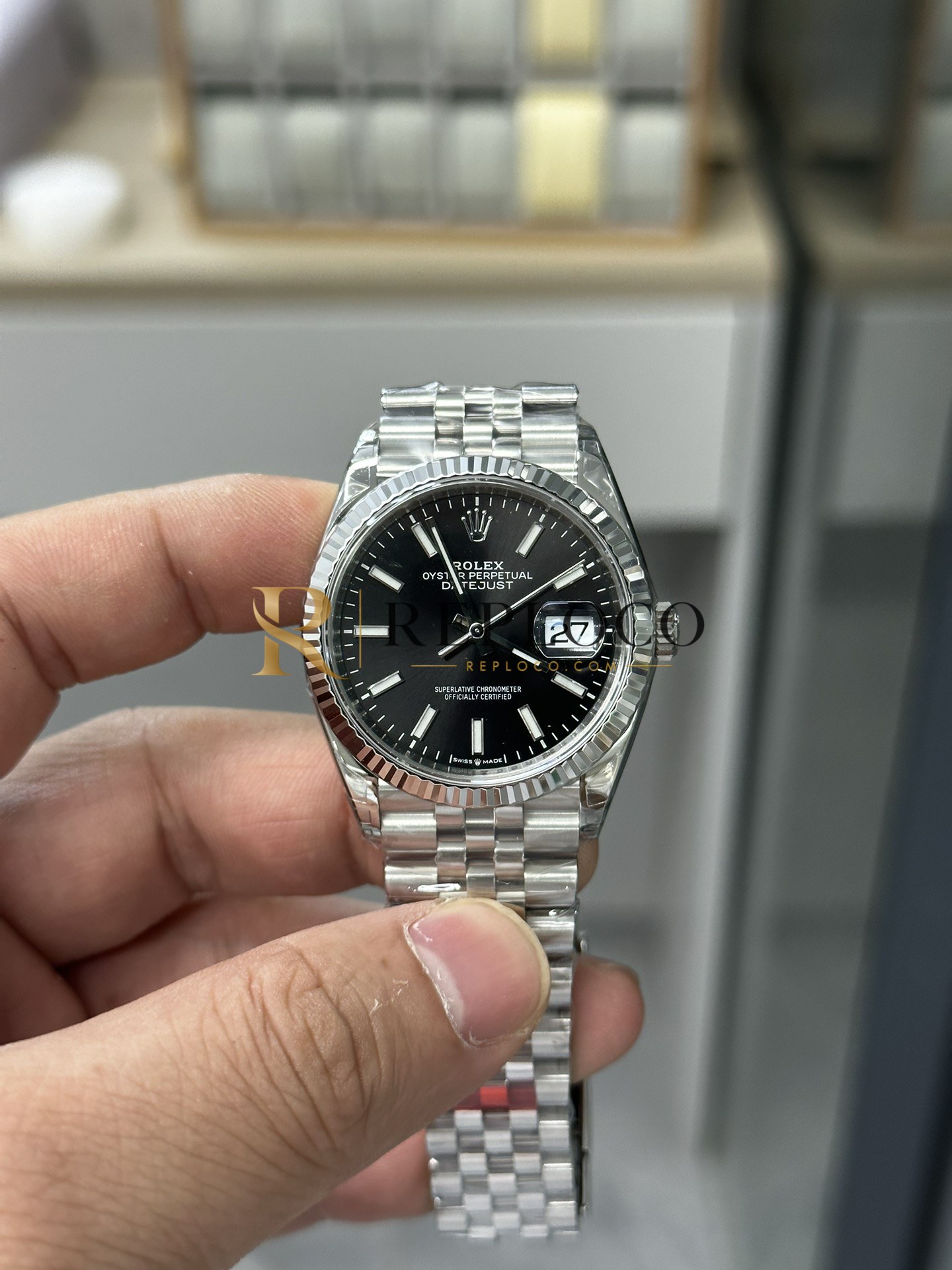 VS 공장 롤렉스 데이트저스트 36mm 126234 브라이트 블랙 다이얼 플루티드 베젤 쥬빌리 브레이슬릿 1:1 슈퍼클론 DD3235 무브먼트