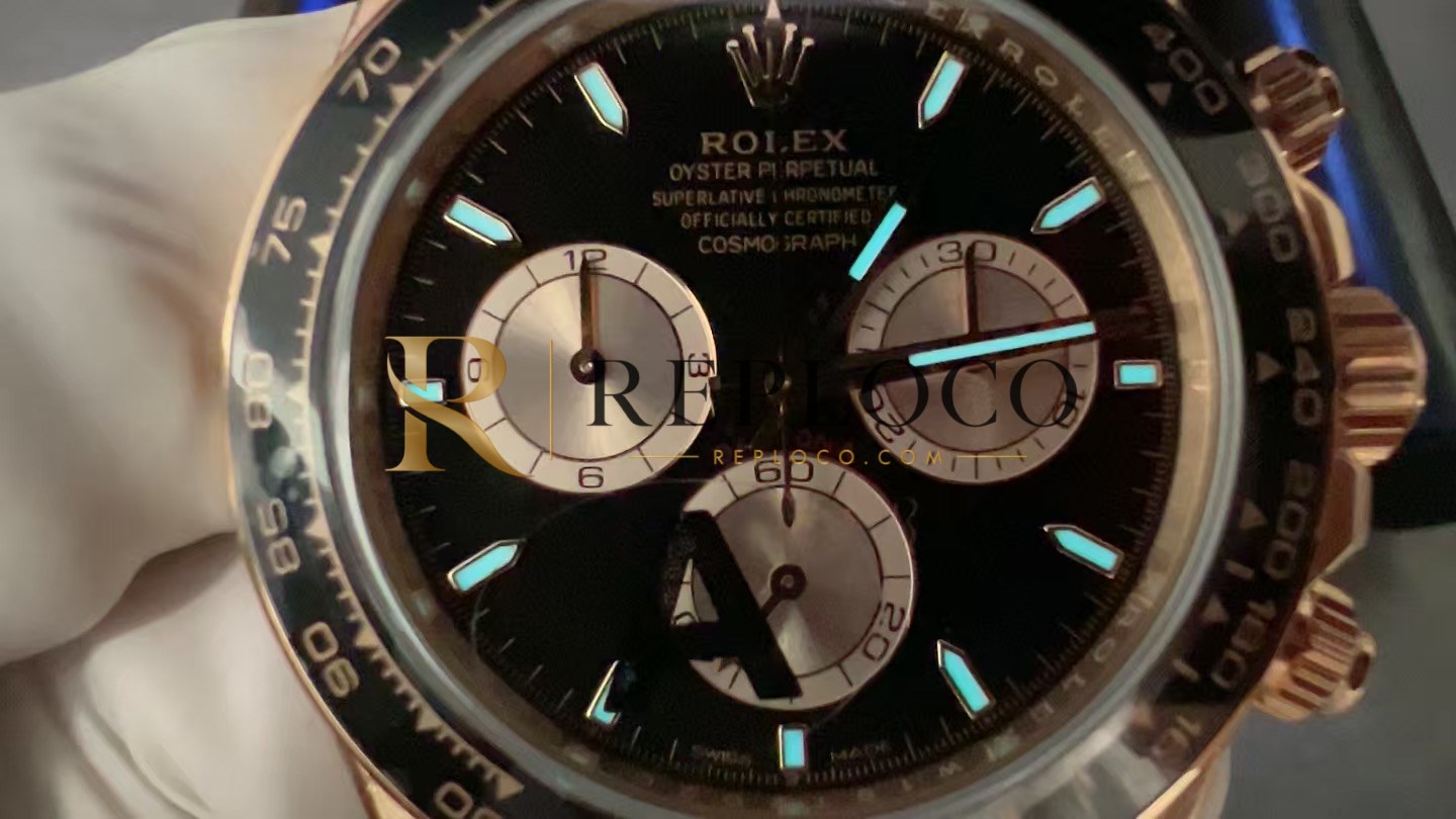 VS 공장 롤렉스 코스모그래프 데이토나 40mm 126515LN 블랙 다이얼 에버로즈 골드 러버 스트랩 1:1 슈퍼클론 DD4131 무브먼트 - 이미지 8