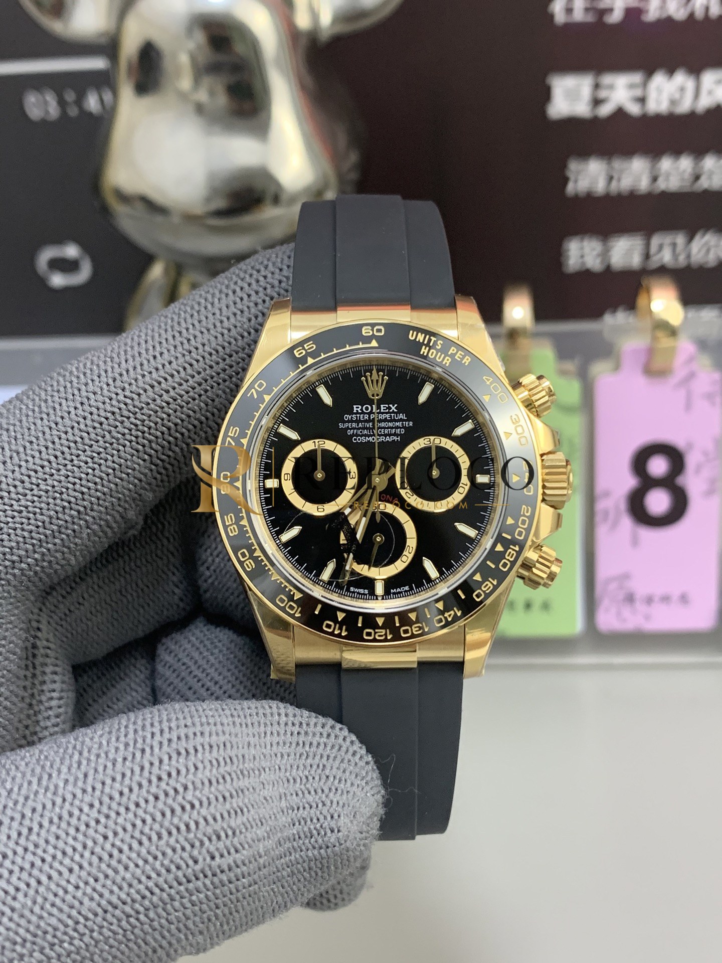 VS 공장 롤렉스 코스모그래프 데이토나 40mm 126518LN 블랙 판다 다이얼 옐로우 골드 러버 스트랩 1:1 슈퍼클론 DD4131 무브먼트 - 이미지 2