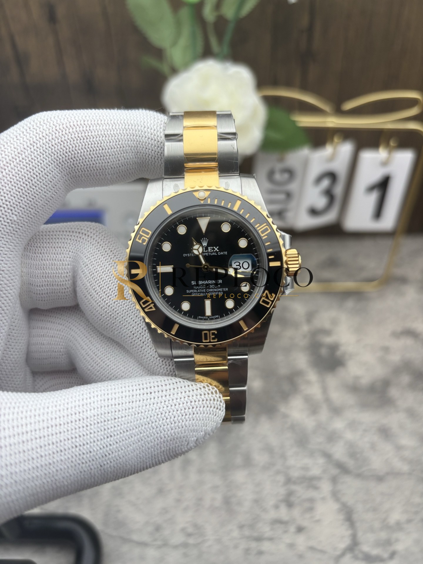 VS 공장 롤렉스 서브마리너 데이트 116613LN 투톤 블랙 18K 옐로우 골드 40mm - VS 공장 1:1 슈퍼클론 DD3135 무브먼트