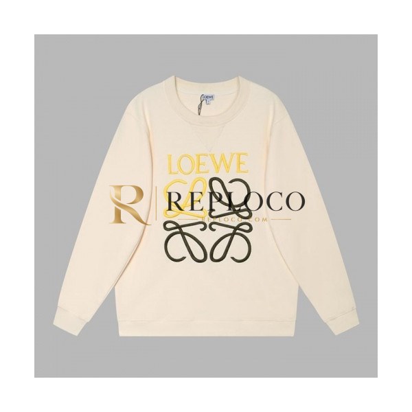 ✨Loewe Mens Logo Crew-neck Cotton Tshirts Ivory - 로에베 2021 남성 로고 크루넥 코튼 긴팔티 Loe0501x Size(s - l) 아이보리
