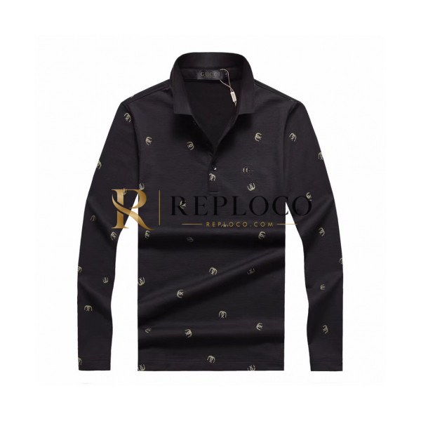 ✨[구찌]Gucci 2020 Mens Basic Cotton Polo Tshirts - 구찌 2020 남성 베이직 코튼 폴로 긴팔티 Guc02336x.Size(m - 3xl).블랙