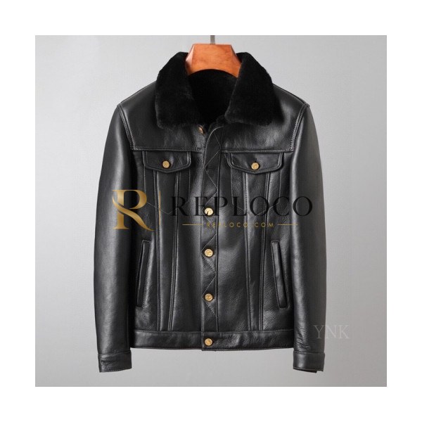 ✨Louis vuitton Mens Logo Leather Jackets Black - 루이비통 2021 남성 로고 가죽 자켓 Lou03772x Size(m - 3xl) 블랙