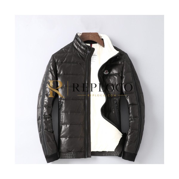 ✨Moncler 2019 Mens Logo Casual Goose Down Leather Jacket - 몽클레어 2019 남성 로고 캐쥬얼 구스다운 가죽 자켓 Moc0905x,Size(m - 3xl).블랙