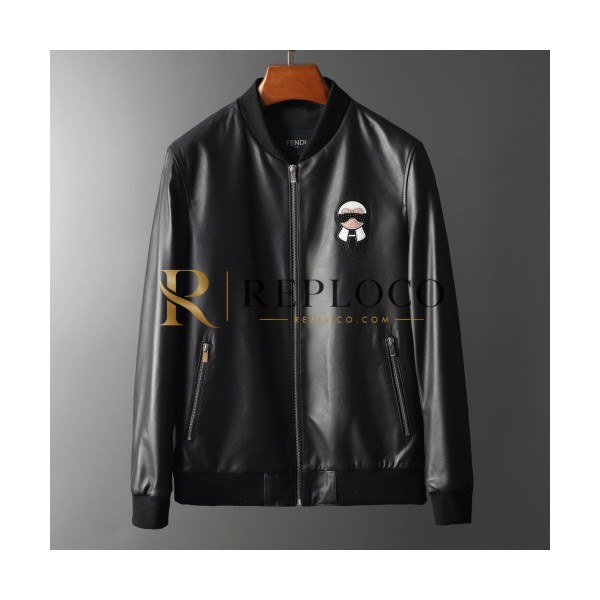 ✨Fendi 2019 Mens Casual Zip-up Leather Jacket - 펜디 2019 남성 캐쥬얼 집업 레더자켓 Fen0348x.Size(m - 3xl).블랙