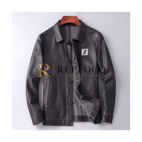 ✨Fendi 2019 Mens Casual Zip-up Leather Jacket - 펜디 2019 남성 캐쥬얼 집업 레더 자켓 Fen0385x.Size(l - 4xl).블랙
