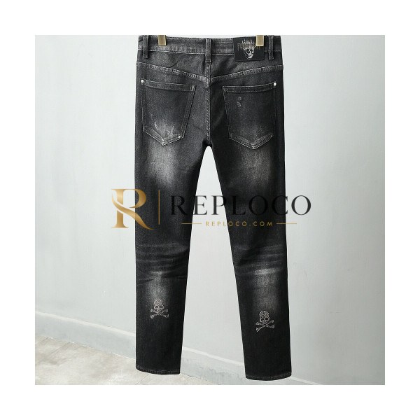 ✨Philipp Plein 2020 Mens Logo Casual Denim Jeans - 필립플레인 2020 남성 로고 캐쥬얼 데님 청바지 Phi0107x.Size(30 - 38).블랙