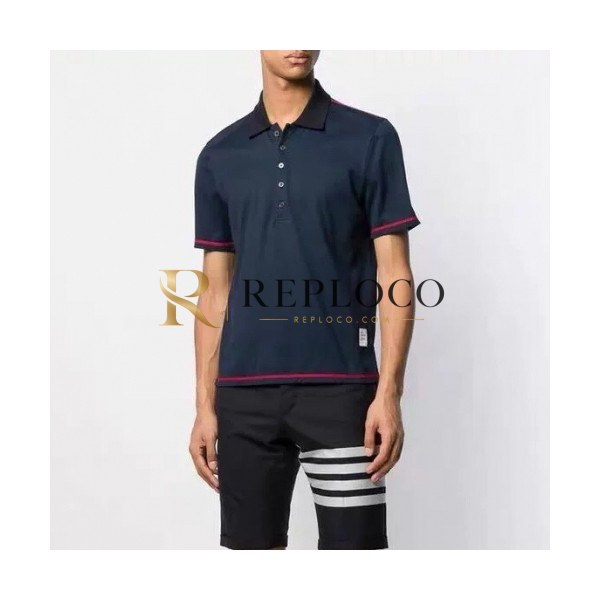 ✨[톰브라운]Thom Browne 2020 Mens Casual Cotton Short Sleeved Polo Tshirts - 톰브라운 2020 남성 로고 코튼 폴로 반팔티 Tho0780x.Size(m - 2xl).네이비
