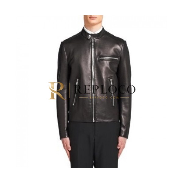✨[프라다]Prada 2020 Mens Logo Casual Leather Jackets - 프라다 2020 남성 로고 캐쥬얼 가죽 자켓 Pra01102x.Size(m - 3xl).블랙