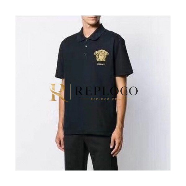 ✨[베르사체]Versace 2019 Mens Logo Cotton Short Sleeved Polo Tshirts - 베르사체 2019 남성 로고 코튼 폴로 반팔티 Ver0462x.Size(m - 3xl).블랙