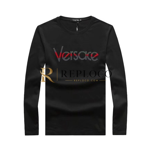 ✨Versace 2019 Mens Cotton T-shirt - 베르사체 2019 남성 코튼 긴팔티셔츠 VERTS0035.Size(M- 3XL),블랙/화이트