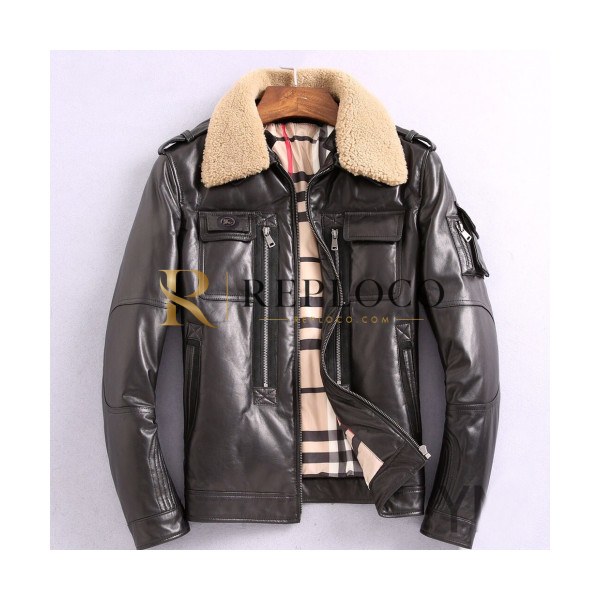 ✨Burberry 2019 Mens Casual Leather Jacket - 버버리 2019 남성 캐쥬얼 가죽 자켓 Bur01395x.Size(m - 3xl).브라운