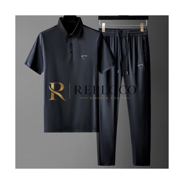 ✨[프라다]Prada 2020 Mens Casual Logo Training Short Sleeved Clothes&Pants - 프라다 2020 남성 캐쥬얼 로고 코튼 반팔 트레이닝복&팬츠 Pra01065x.Size(m - 4xl).네이비