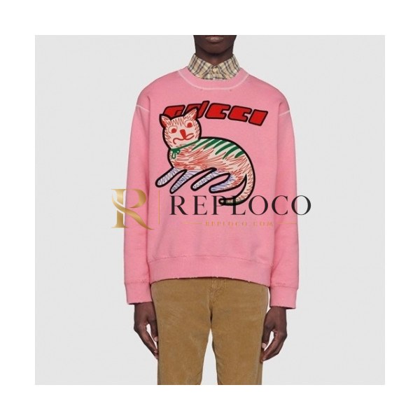 ✨[구찌]Gucci 2021 Mm/Wm Logo Crew-neck Cotton Tshirts - 구찌 2021 남/녀 로고 코튼 크루넥 코튼 긴팔티 Guc03432x.Size(s - l).핑크
