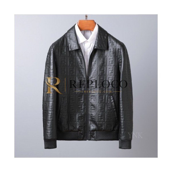 ✨Fendi 2020 Mens Casual Zip-up Leather Jacket - 펜디 2020 남성 캐쥬얼 집업 가죽 자켓 Fen0830x.Size(m - 3xl).블랙