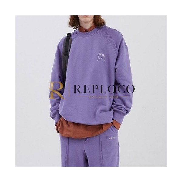 ✨ADER Womens Minimal Cotton Tshirts Purple - ADER 2021 여성 미니멀 코튼 긴팔티 Ade0024x Size(s - l) 퍼플