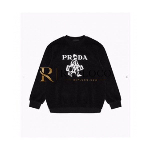 ✨Prada Mens Crew-neck Cotton Tshirts Black - 프라다 2021 남성 로고 크루넥 코튼 긴팔티 Pra02478x Size(s - xl) 블랙