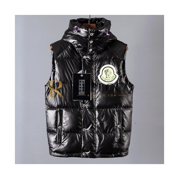 ✨Moncler 2019 Mm/Wm Patch Logo Down Pedding Vest - 몽클레어 2019 남자 패치 로고 다운 패딩 조끼 Moc0519x.Size(s - 2xl).블랙