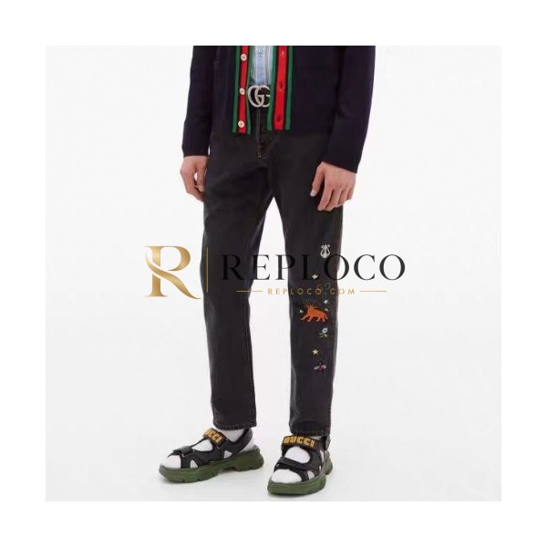 ✨[구찌]Gucci 2020 Mens Casual Initial Logo Denim Jeans - 구찌 2020 남성 캐쥬얼 이니셜 로고 데님 청바지 Guc02062x.Size(28 - 36).블랙