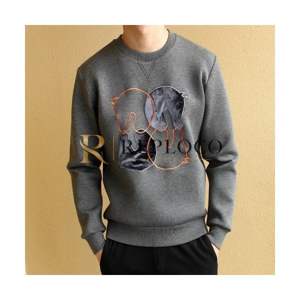 ✨Hermes 2020 Mens Crew-neck Casual Cotton Tshirts- 에르메스 2020 남성 크루넥 캐쥬얼 코튼 기모 긴팔티 Her0531x.Size(m - 2xl).그레이