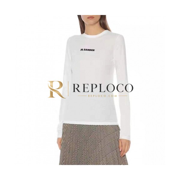 ✨Jil Sander 2019 Womens Basic Crew-neck Cotton Tshirts - 질샌더 2019 여성 베이직 크루넥 코튼 긴팔티 Jil002x.Size(s - l).화이트