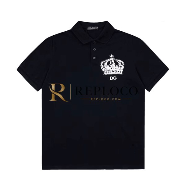 ✨[돌체앤가바나]Dolce&Gabbana 2023 Mens Logo Silket Short Sleeved Polo Tshirts - 돌체앤가바나 2023 남성 로고 실켓 폴로 반팔티 Dol0287x.Size(m - 3xl).블랙