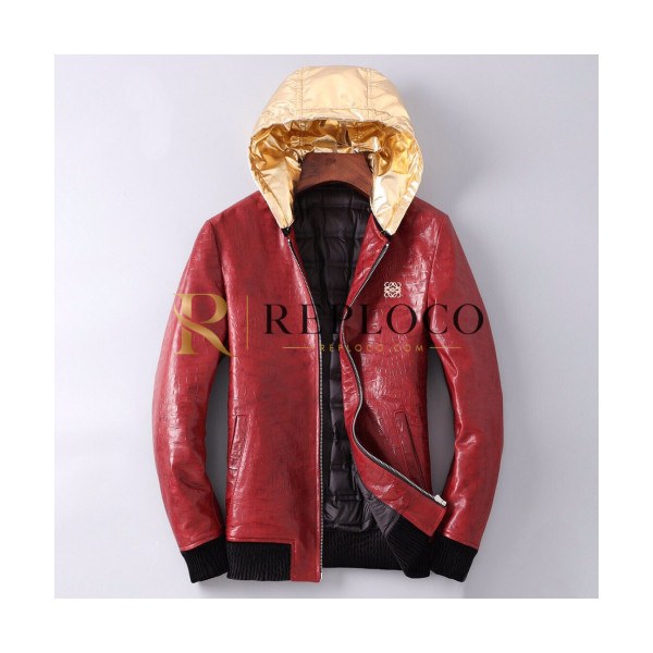 ✨Loewe 2019 Mens Logo Casual Duck Down Leather Jacket - 로에베 2019 남성 로고 캐쥬얼 덕다운 가죽 자켓 Loe0117x.Size(m - 3xl).레드