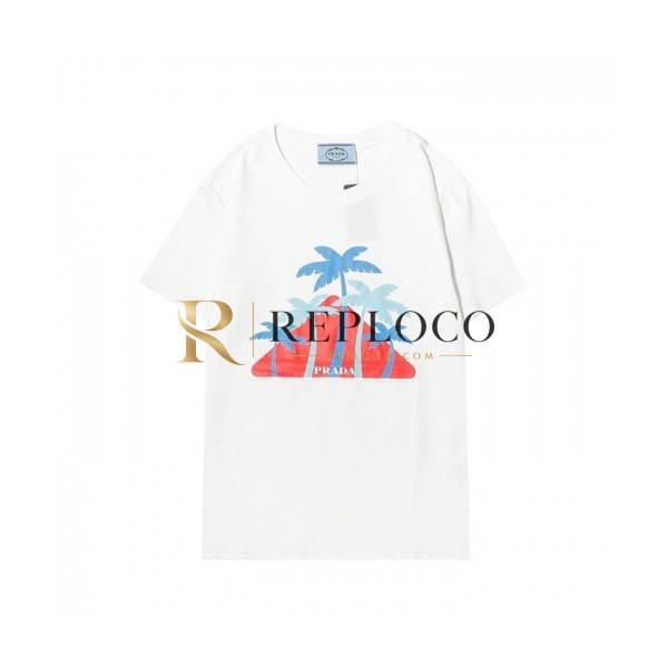 ✨[캐쥬얼]Prada Mens Basic Logo Short Sleeved Tshirts White - 프라다 2021 남성 베이직 로고 폴로 반팔티 Pra02263x Size(s - 2xl) 화이트