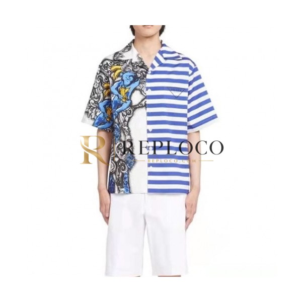 ✨Prada Mens Basic Logo Short Sleeved Tshirts Blue - 프라다 2021 남성 베이직 로고 폴로 반팔티 Pra02361x Size(s - xl) 블루